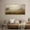«Rustic Countryside Farm Landscape with Grazing Cow Vintage», reproduction d'art sur toile encadrée