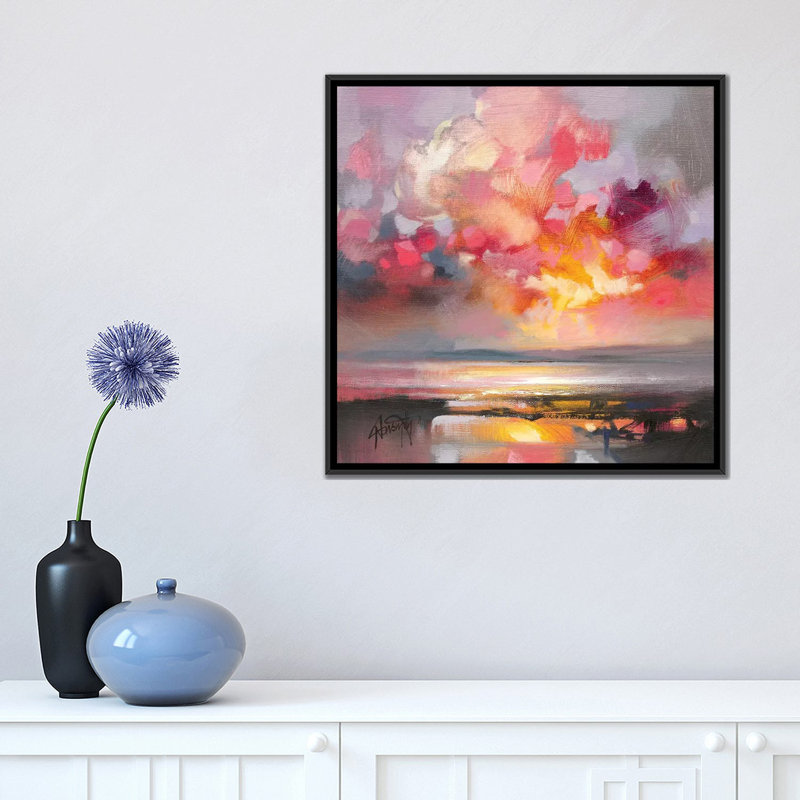 « rose cumulus study i », impression sur toile, H 18 po x l 18 po x P 1,5 po, Toile avec cadre noir, Pas de tapis