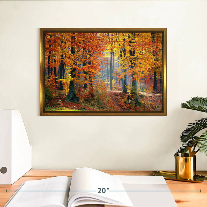 Arbres d'automne, Cadre flottant doré, 13 po x 9 po