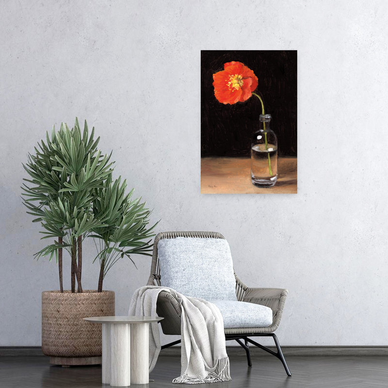 Art contemporain coquelicot, H 24 po x l 16 po