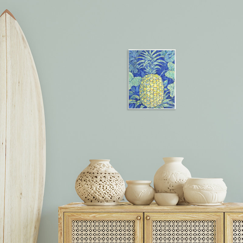 Plaque murale ananas bleu Hawaii, design par Paul Brent