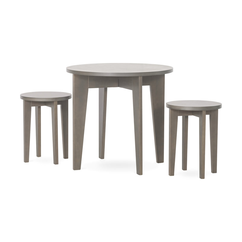 Child Craft Geo Kids Round Wood Table And Chair Set (2 Stools Included), Dapper Gray