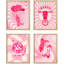 «Pink Cloud Cow Fish Collages Shapes», impression encadrée sur papier, 4 pièces-97782403-97782399