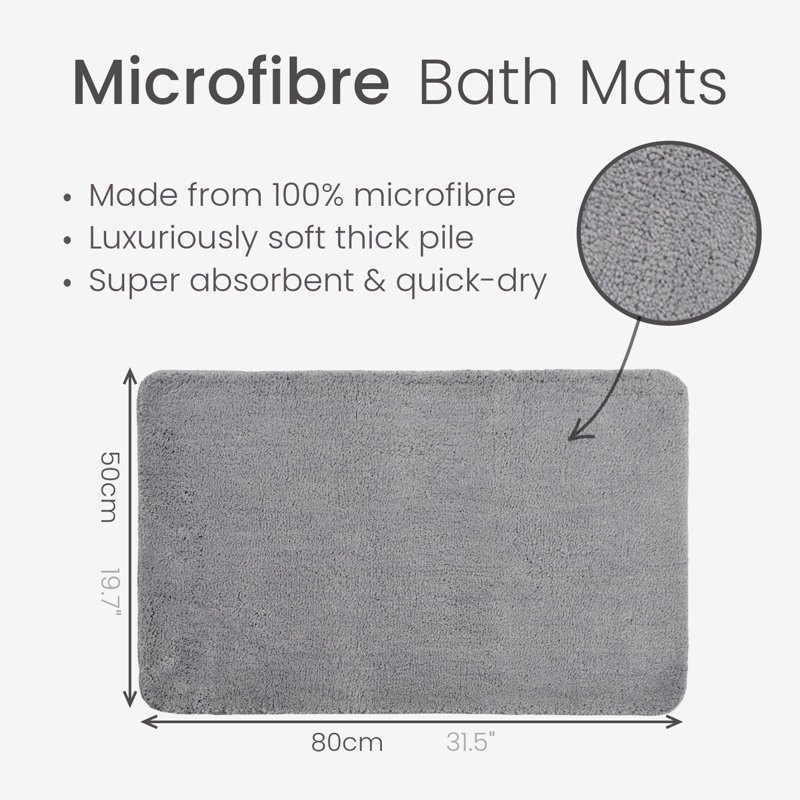 Jordan Microfibre Non Slip Bath Mat, Dove Grey