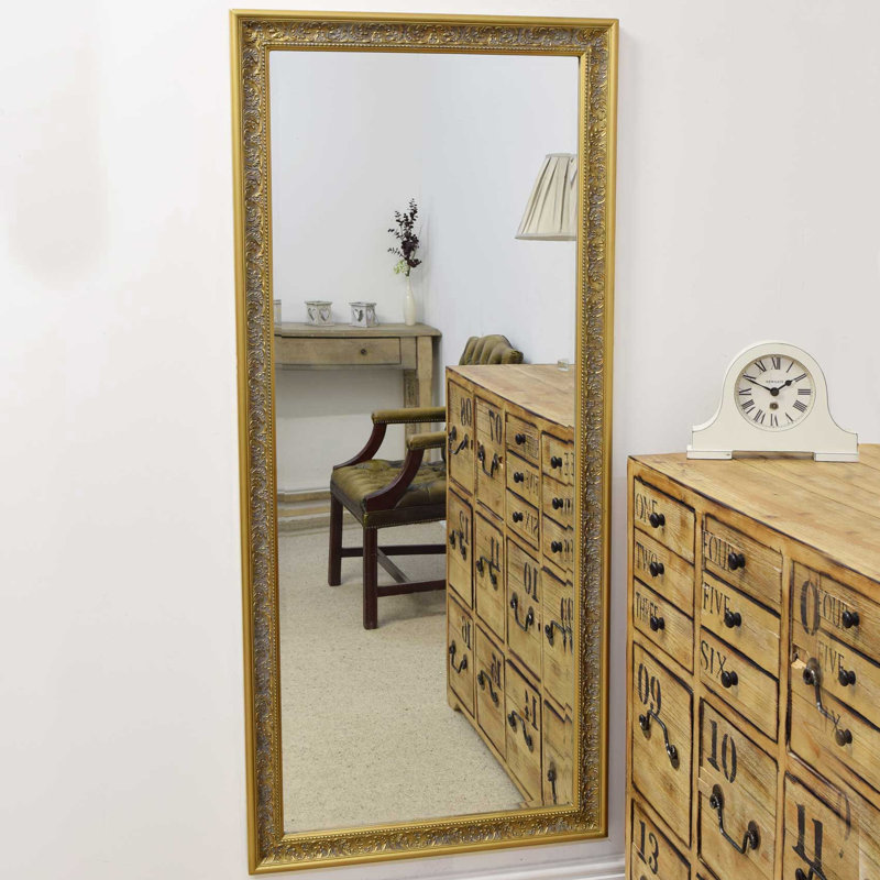 Algoma Wood Flat Mirror, Gold
