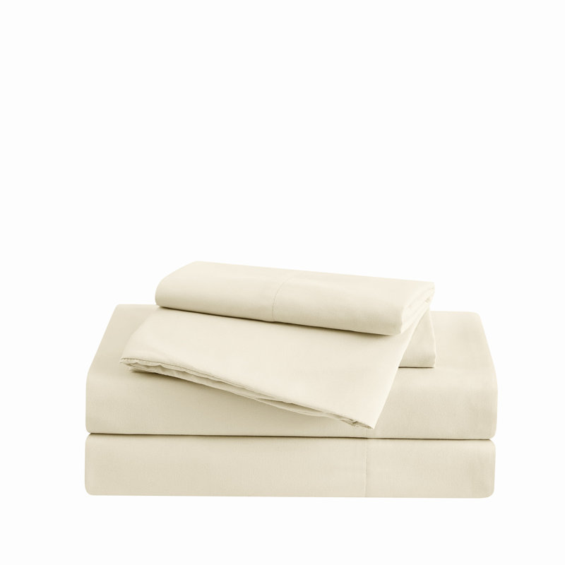 Everyday Microfiber Sheet Set, Twin Sheet Set with 1 Pillowcase, Vanilla