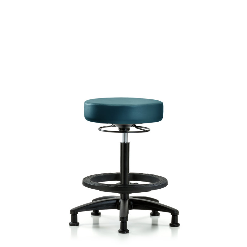 Holdina Adjustable Height Ergonomic Lab Stool with Footring, Marine Blue, 34.5"