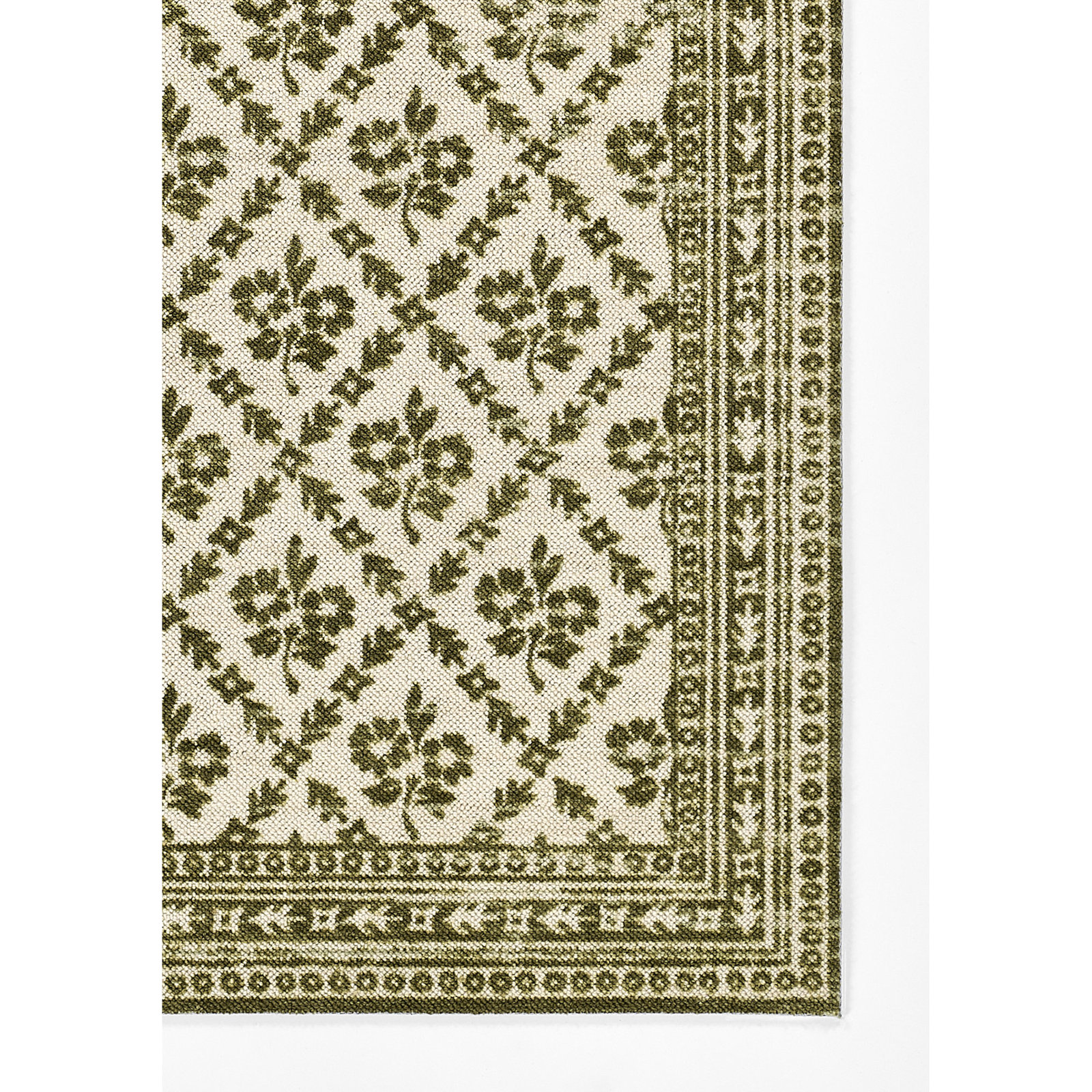 Anders Green Floral Wool Rug, Rectangle 2' x 3'