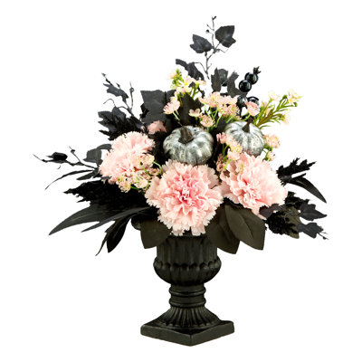 The Holiday Aisle® 17 po Jolie pièce maîtresse d'Halloween œillet rose morbide
