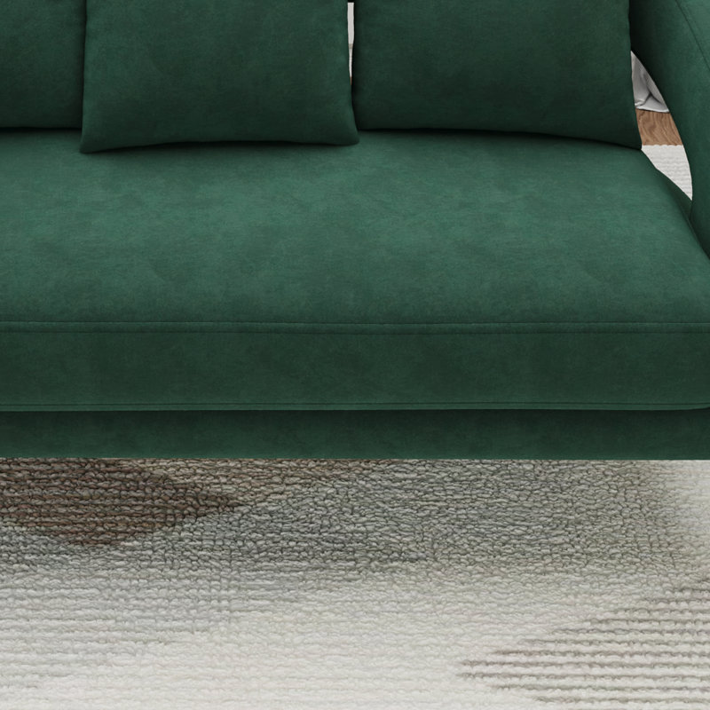 53.7" W Modern Loveseat, Upholstered Open Back Sofa  With 3 Pillows, Green