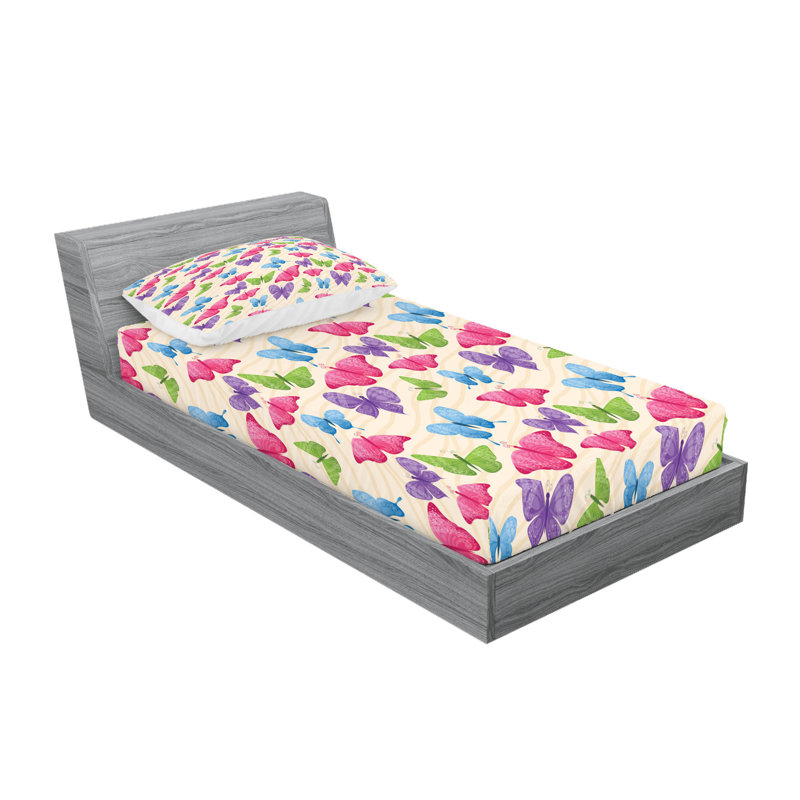 Multicolore ensemble de draps et taies décoratives Ambesonne, Ensemble de draps pour lit simple + 1 drap-housse 