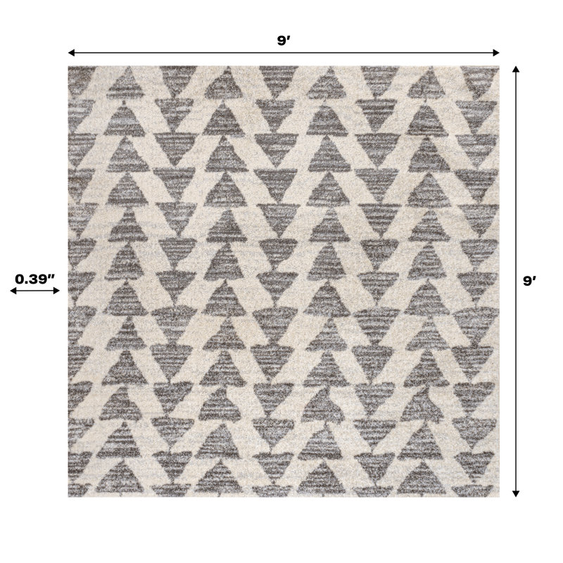 Tapis crème / gris Taos, Carré 9 pi