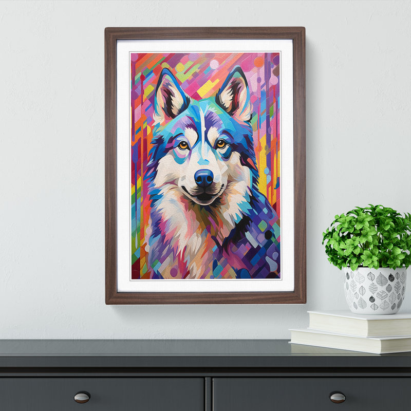 Husky Colour Field - Framed Print, Walnut Framed, 64cm H x 46cm W x 2cm D