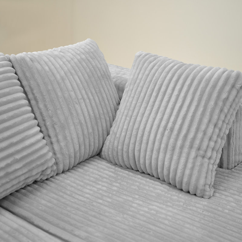 Contemporary U-Shaped Corduroy Sofa with Luxurious Long-Pile Fabric and Ergonomic Design for Ultimate Comfort and Style, Gray