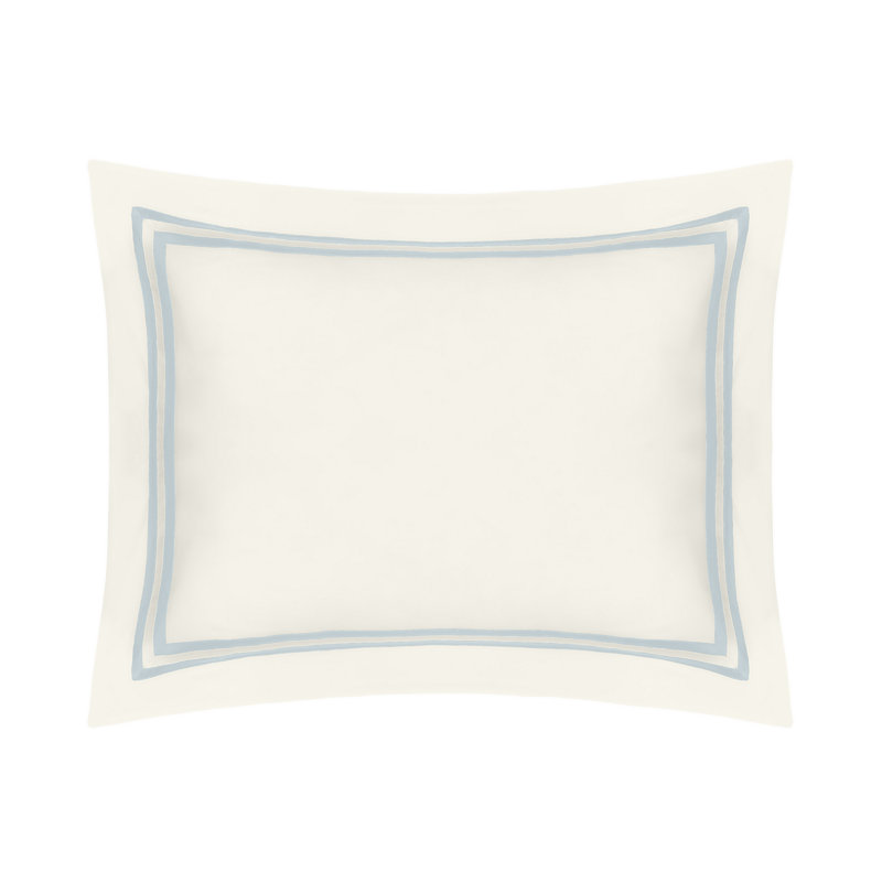 Ribbons 100% Cotton Sham, Ivory/Sion Blue, Euro