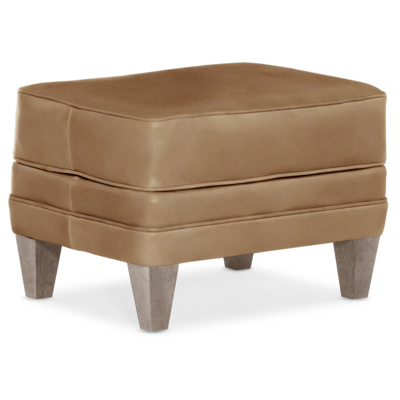Willow Ottoman, Stone, Aline Fumo Genuine Leather