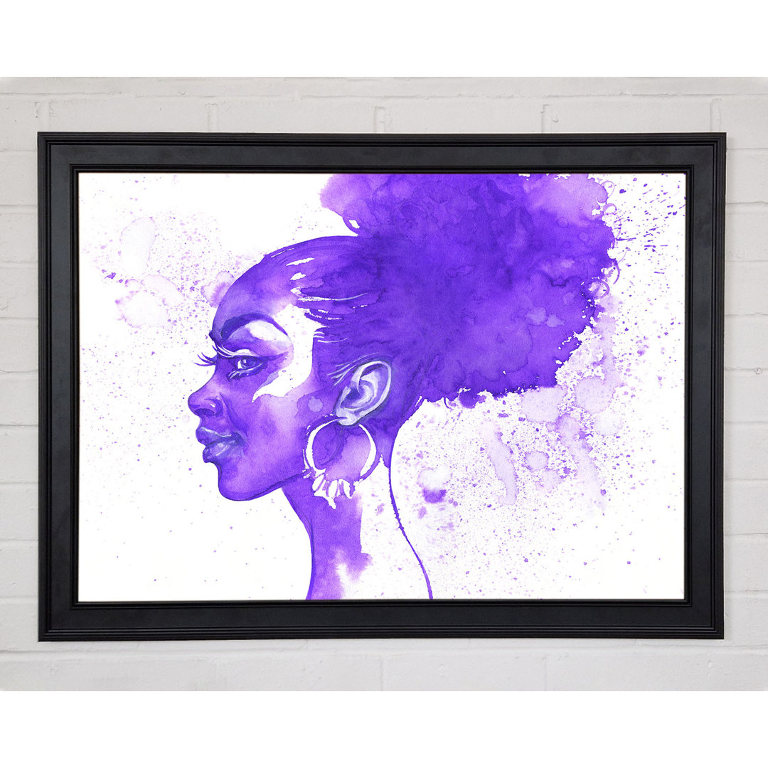 Gerahmtes Leinwandbild Purple Ink Drawing Face