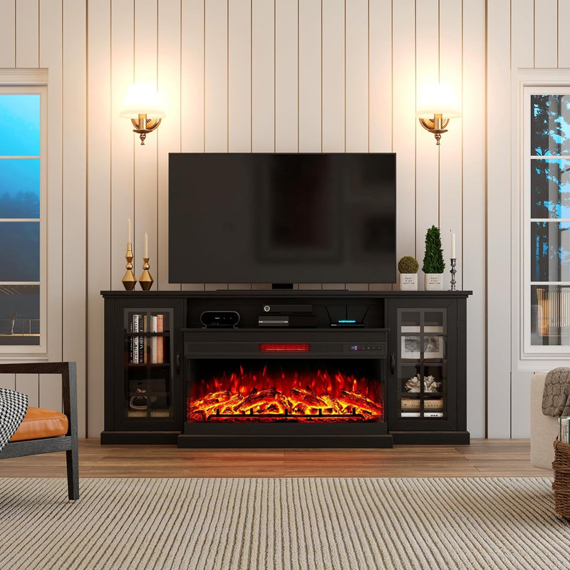 Meuble télé Alvilda, Noir, 75"