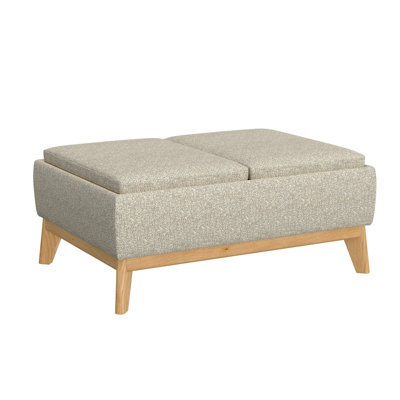 Rudi Mid-Century Modern Storage Ottoman with Reversible Tray Cushions