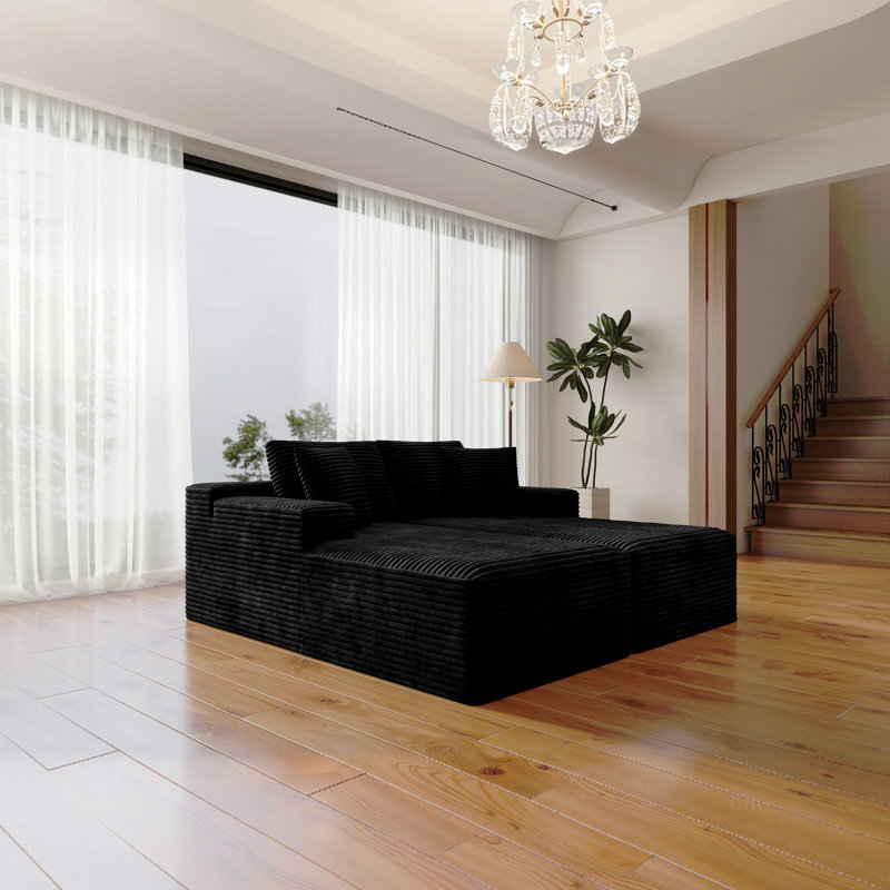 Siège de canapé modulaire 70,8 x 68,9 po, canapé rembourré comprimé pour salon, chambre à coucher, appartement, aucun assemblage requis, combinaison libre de 2 pièces, tissu en velours côtelé moelleux