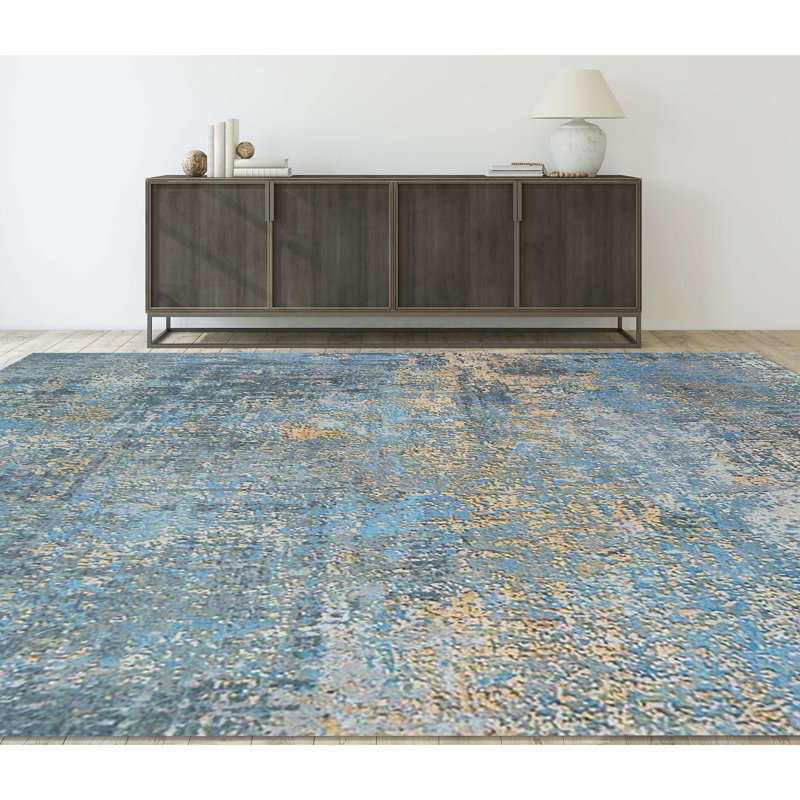 Wool Abstract Area Rug, Rectangle 9' x 12'