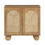 Armoire de rangement bohème de 79 cm (31 po), marron, portes cintrées et revêtement en jonc de mer tressé, style naturel, étagère réglable, idéale pour organiser votre salon ou votre cuisine.