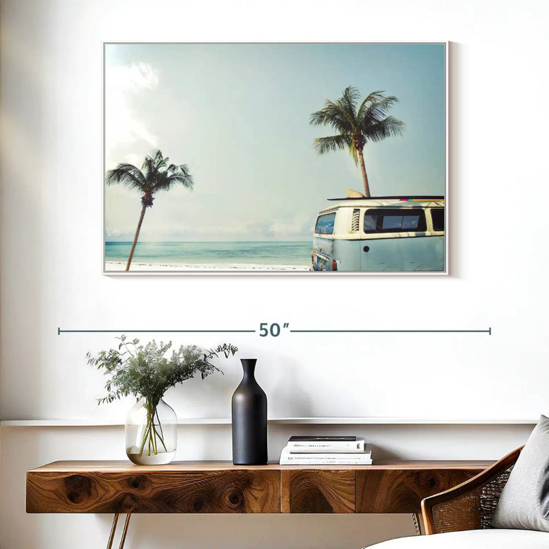 Retro Surf Van, Cadre flottant blanc, 40 po x 27 po