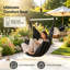 Hammock Hanging Swing Chair with 2 Cushions, Cotton Canvas Hammock Seat Equipped with Metal Bar & Hanging Kit, 150kg Load Capacity, Indoor Outdoor Chair for Garden Bedroom Balcony Patio
