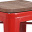 Tabouret de bar en métal sans dossier de 30 po de hauteur avec siège carré en bois Margherite-58202619-58202620