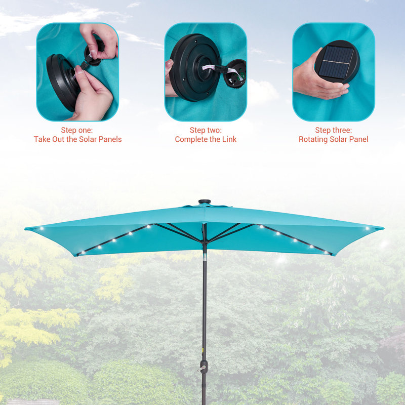 Parasol de marché rectangulaire éclairé 120 po x 78 po Dorando, Lac bleu