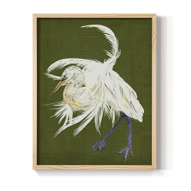 Heron Plumage II, reproduction encadrée - bois massif