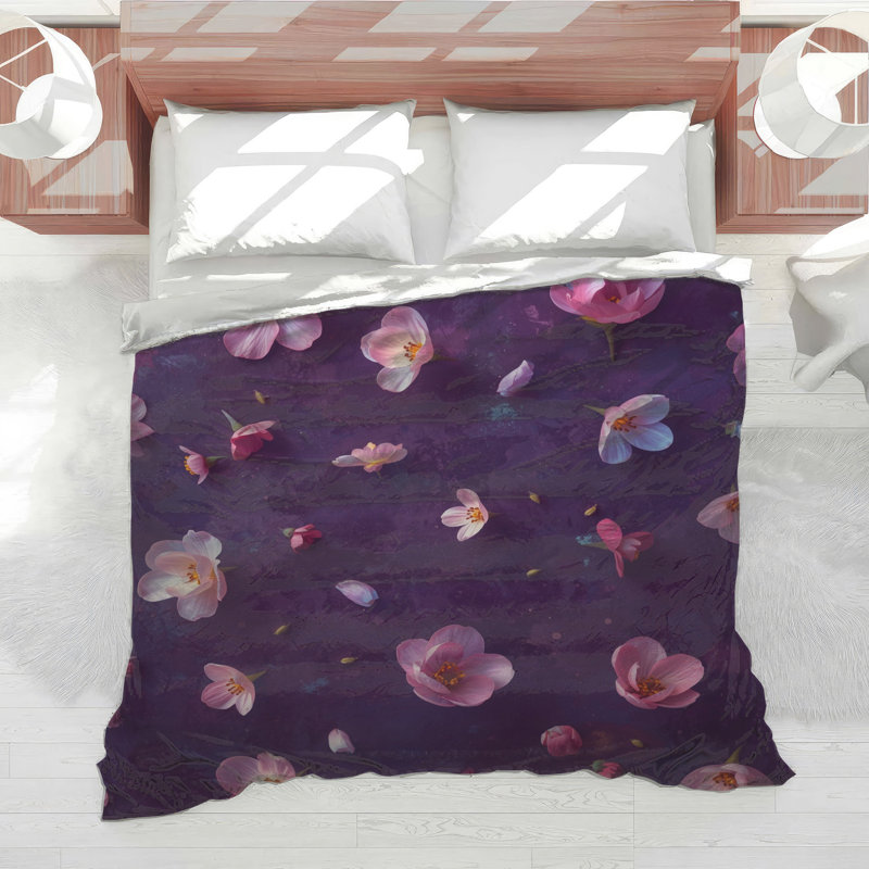 Pink Cherry Blossoms Comforter, Twin