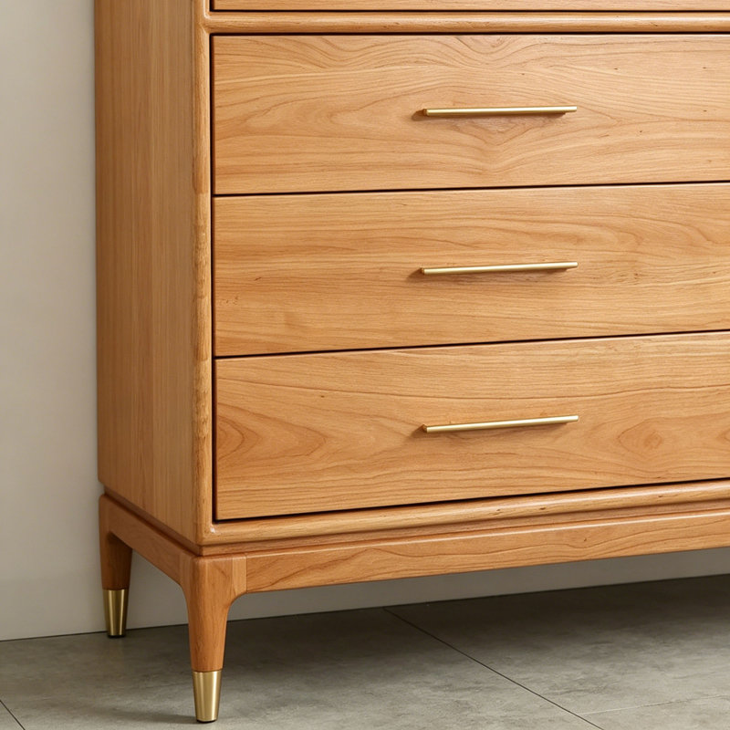 Buffet en bois massif à plusieurs tiroirs, 45.27" H x 47.24" W x 15.74" D