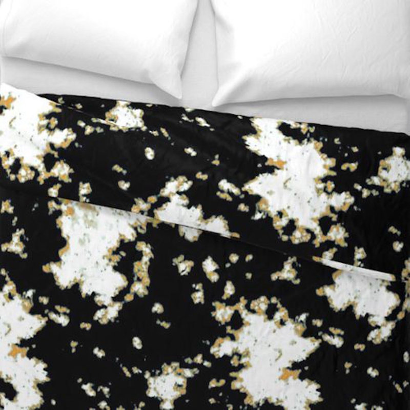 Batik Sateen Duvet Cover, Yellow/Black, Twin Duvet Cover