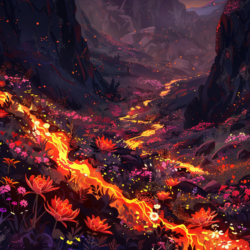 Bloom and eruption - 24"x24" Framed canvas