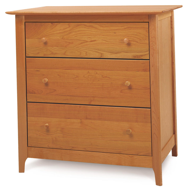 Sarah 3 - Drawer Solid Wood Dresser, Natural Cherry