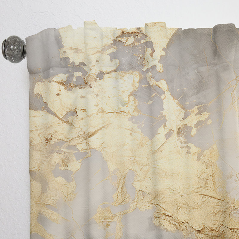Beige et marbre doré Lightning III - Rideau à formes abstraites - Velours obscurcissant - 1 panneau, L 52 po x L 84 po