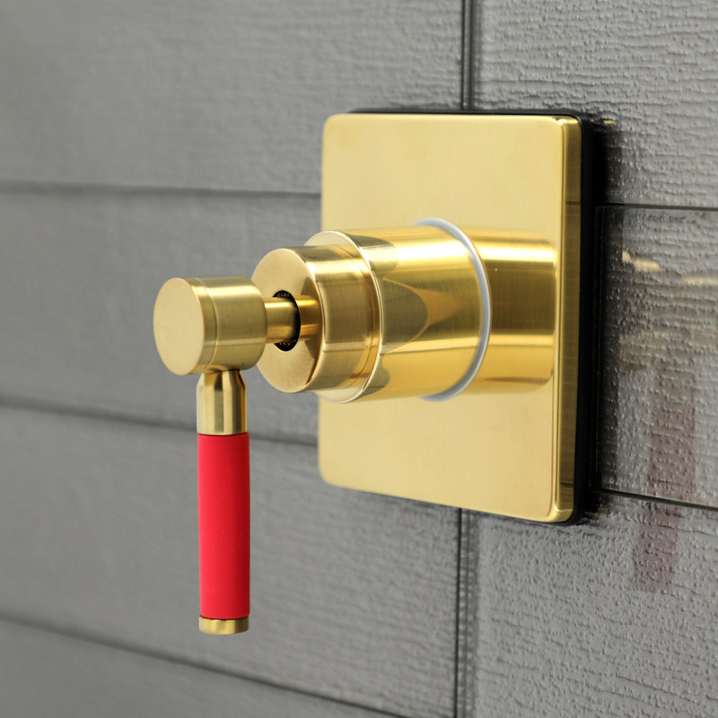 Kingston Brass Kaiser Single-Handle Wall Mount Three-Way Diverter Valve with Trim Kit, Brushed Brass