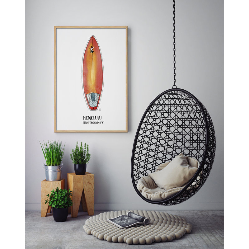 'Honolulu Surf' by Cesar Ortiz Echagüe - Picture Frame Painting Print on Paper, 60cm H x 40cm W x 3cm D