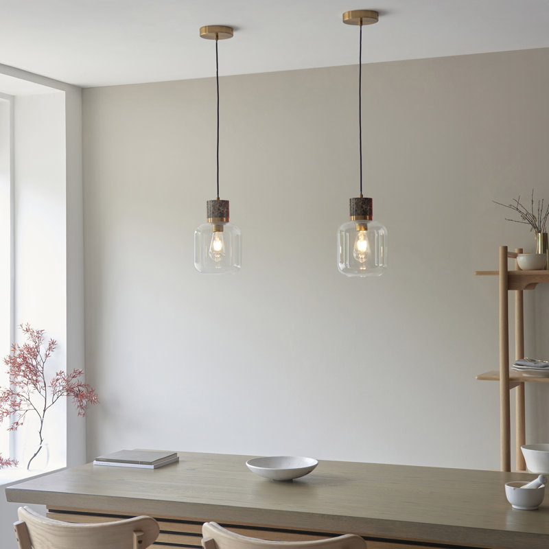 1 - Light Brass Pendant, Dark Brown