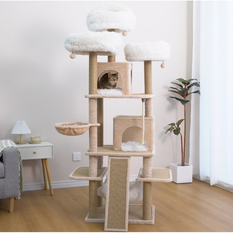 Catry 74.5" Cat Tree with Scratching Pad, Hammocks, and Condos