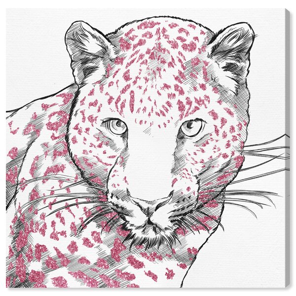 Glitter Stripes Leopard Pink - Wrapped Canvas Graphic Art