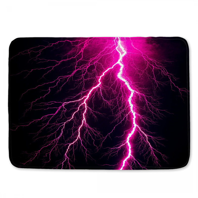 Tapis de bain rose Lightning Bolt, 34in W x 21in L