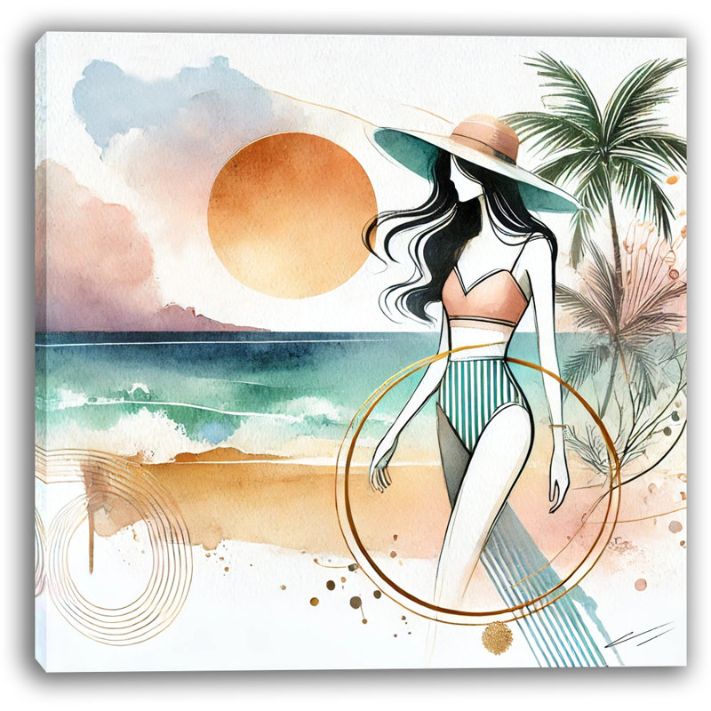 Impression sur toile Golden Horizon Coastal, H 12 po x l 12 po