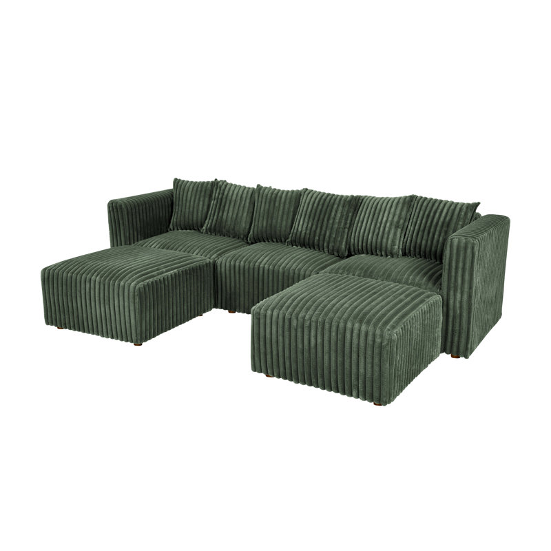 Canapé modulaire Dornwich, Fausse fourrure vert foncé, H 27 po x l 101,5 po x P 62 po