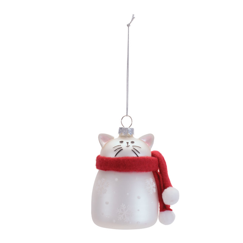 Ensemble de 6 décorations pour chat en verre et polyester