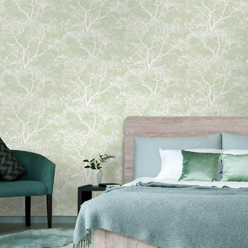 George 10.05m x 53cm Textured Metallic Finish Wallpaper Roll, Green