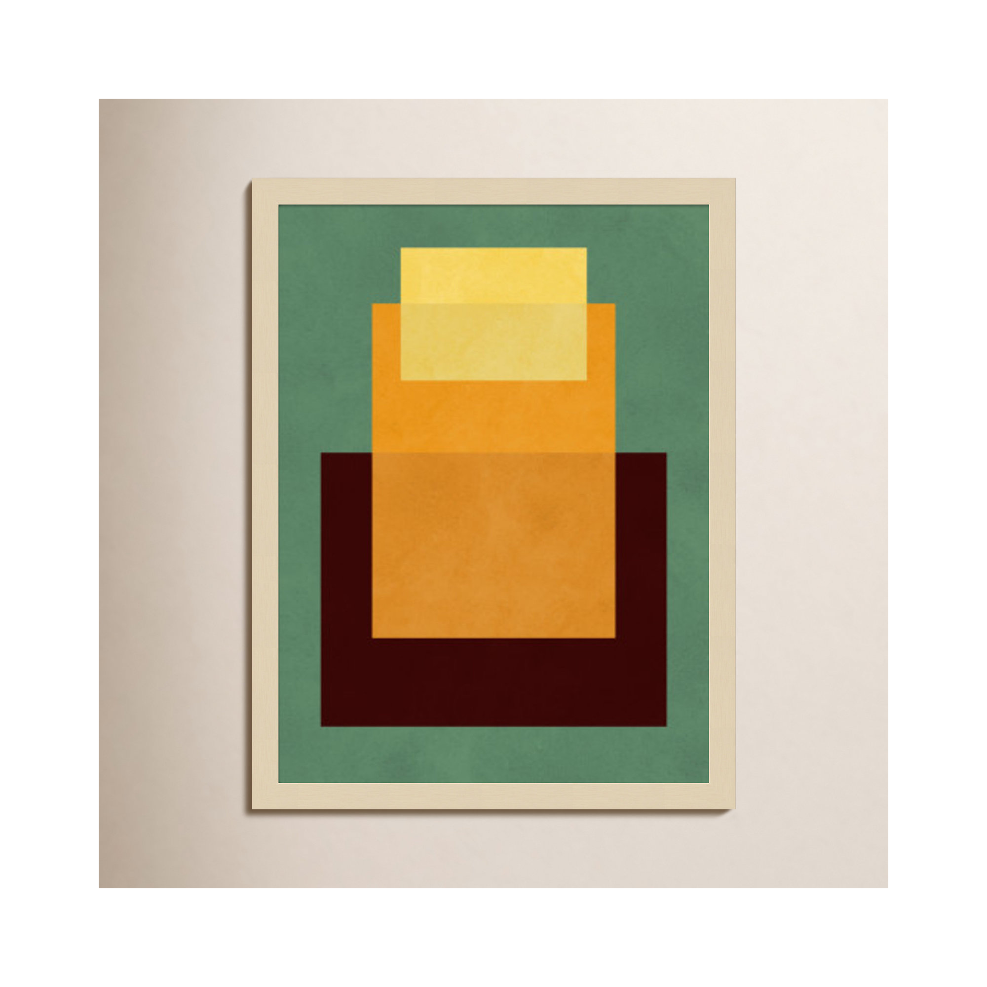 Overlapping geometry 10 by Norvin Wood Framed Wall Art Print, 21" H x 16" W, Brown, Green/Orange