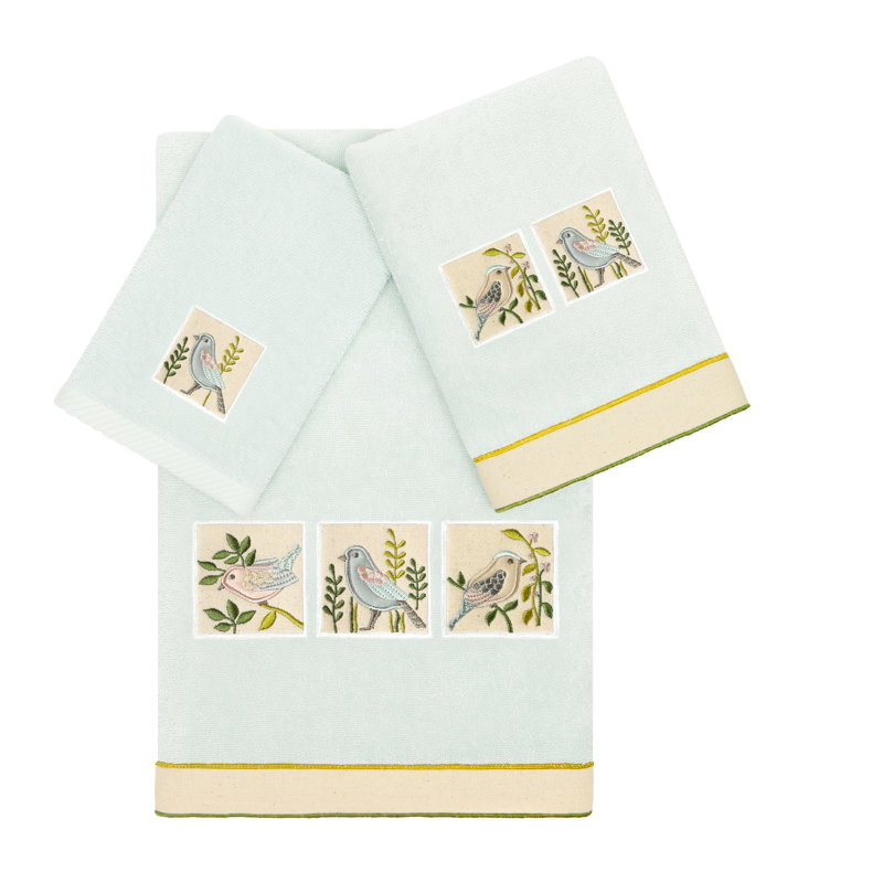 3 Piece Turkish Cotton Towel Set, Aqua