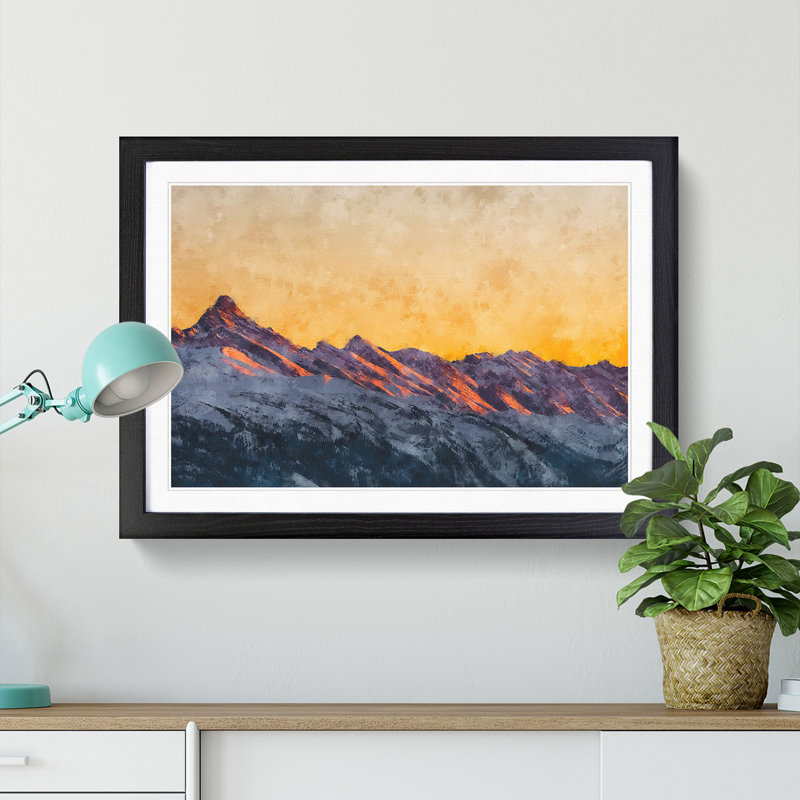 Mountain Colours - Picture Frame Painting Print, 62cm H x 87cm W x 2cm D, Black Framed